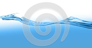 Blue wave water with bubbles in tank on white background, slow motion movement, concept of clean and purity, healthcare