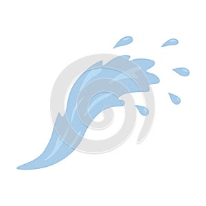 Blue wave and water spray, wavy symbols of nature in vector illustrations of movement