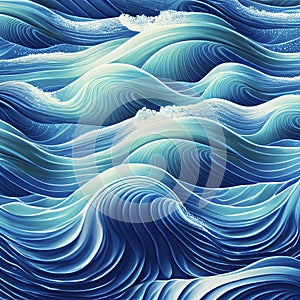 blue waves background, ai generation
