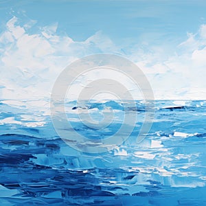 Blue Waves: A Monochromatic Abstract Seascape Painting