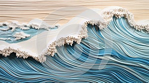 Blue waves in ocean. Creative minimalist modern print. Abstract sea wave contemporary aesthetic backgrounds landscapes