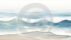 Blue waves in ocean. Creative minimalist modern print. Abstract sea wave contemporary aesthetic backgrounds landscapes