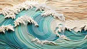 Blue waves in ocean. Creative minimalist modern print. Abstract sea wave contemporary aesthetic backgrounds landscapes