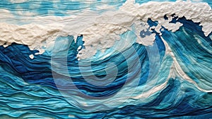 Blue waves in ocean. Creative minimalist modern print. Abstract sea wave contemporary aesthetic backgrounds landscapes