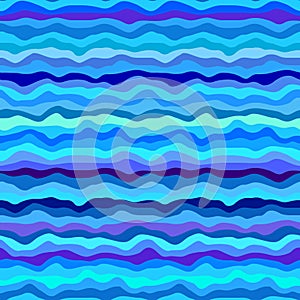 Blue waves pattern and hand draw in marine style.