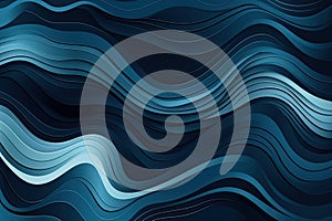 Blue waves pattern. Summer lake wave lines, beach waves water flow curve abstract landscape, vibrant silk textile texture vector