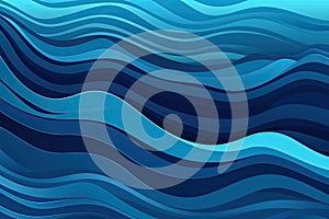 Blue waves pattern. Summer lake wave lines, beach waves water flow curve abstract landscape, vibrant silk textile texture vector