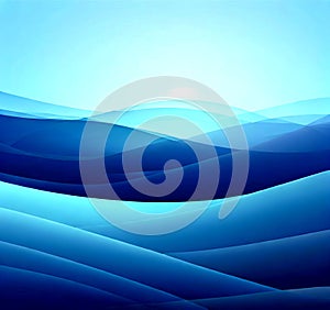 Blue waves pattern. Summer lake wave, water flow abstract vector seamless background