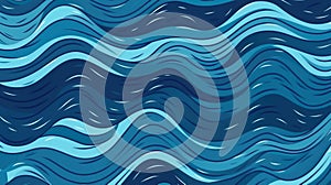 Blue Waves Pattern - Vector Seamless Background