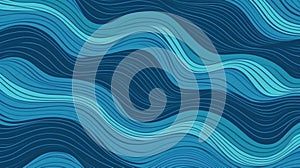 Blue Waves Pattern - Vector Seamless Background
