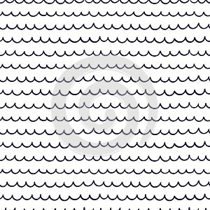 Blue waves simple nautical seamless pattern