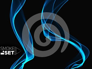 Blue waves smooth sky abstract background template set