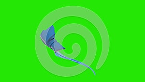 Blue waving cloth flying around transparent object, Green Screen Chromakey