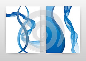 Blue waving lines design for annual report, brochure, flyer, poster. Textured waving lines background vector illustration for