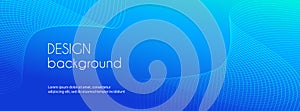 Blue wavy lines abstract vector long banner. Minimal gradient background for Facebook cover, header, web banner