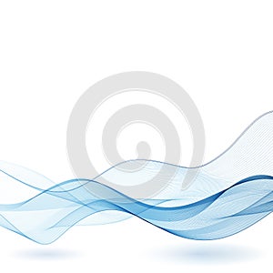 Blue wavy lines on a white background. Abstract wave background. eps 10