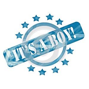 Blue Weathered It's a Boy Stamp Circle Design