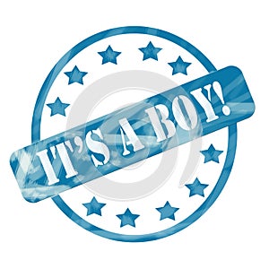 Blue Weathered It's a Boy Stamp Circle and Stars