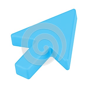 Blue web arrow 3d. Pointer volumetric mouse cursor for website