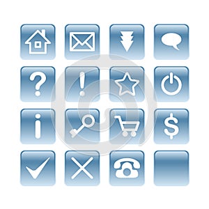 Blue Web buttons set