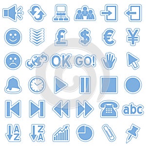 Blue Web Stickers Icons [3]