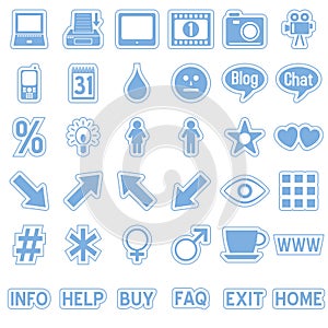 Blue Web Stickers Icons [4]