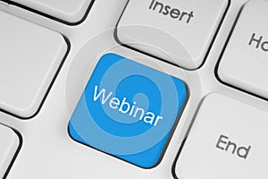 Blue webinar button