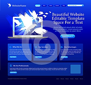 Blue website with doves