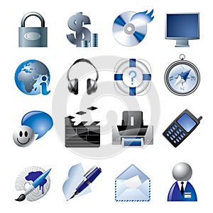 Modrý webové stránky a celosvětová počítačová síť ikony 1 