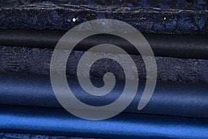 Blue wedding woman dress fabric detail