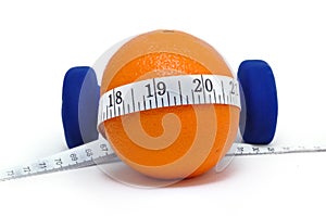 Blue Weights, Orange, and Tape Measure