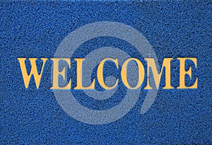 Blue welcome carpet, welcome doormat carpet photo