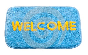 Blue welcome doormat