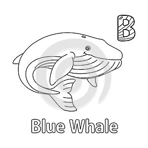 Blue Whale Alphabet ABC Coloring Page B