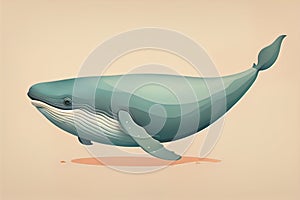 Blue whale isolated on a solid clor background. ai generative