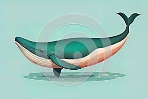 Blue whale isolated on a solid clor background. ai generative