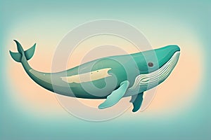 Blue whale isolated on a solid clor background. ai generative