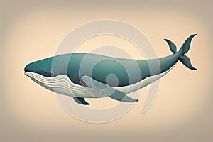 Blue whale isolated on a solid clor background. ai generative