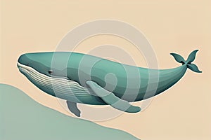 Blue whale isolated on a solid clor background. ai generative