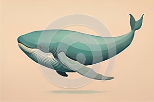 Blue whale isolated on a solid clor background. ai generative