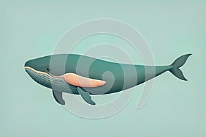 Blue whale isolated on a solid clor background. ai generative