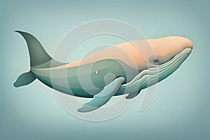 Blue whale isolated on a solid clor background. ai generative