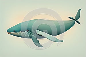 Blue whale isolated on a solid clor background. ai generative