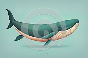 Blue whale isolated on a solid clor background. ai generative