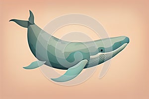 Blue whale isolated on a solid clor background. ai generative