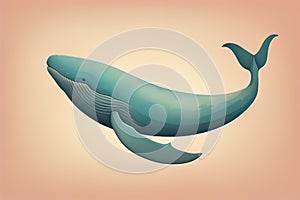 Blue whale isolated on a solid clor background. ai generative