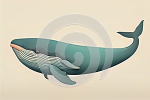 Blue whale isolated on a solid clor background. ai generative