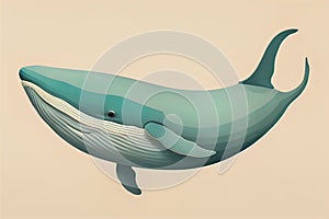 Blue whale isolated on a solid clor background. ai generative