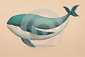 Blue whale isolated on a solid clor background. ai generative