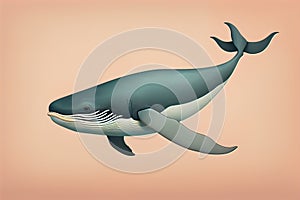 Blue whale isolated on a solid clor background. ai generative